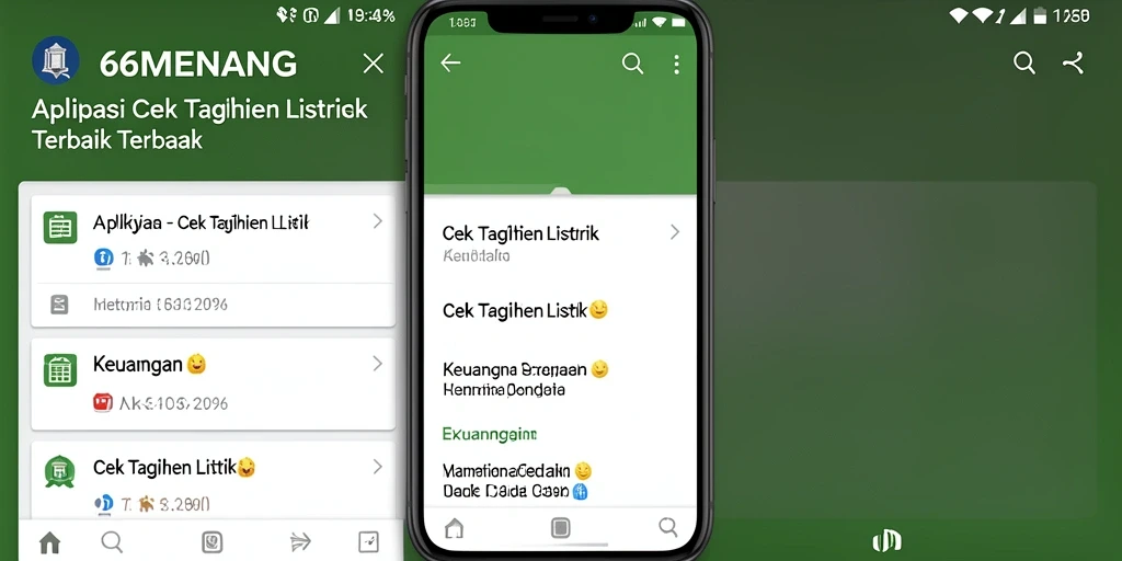 Tampilan antarmuka aplikasi 66MENANG untuk cek tagihan listrik.