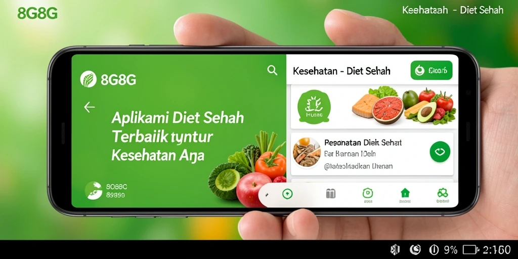 Tampilan antarmuka pengguna 8G8G yang menarik untuk diet sehat.