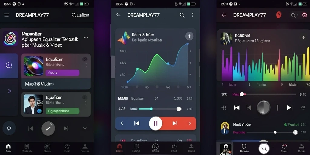 Antarmuka aplikasi Equalizer DREAMPLAY77 yang intuitif dan mudah digunakan.