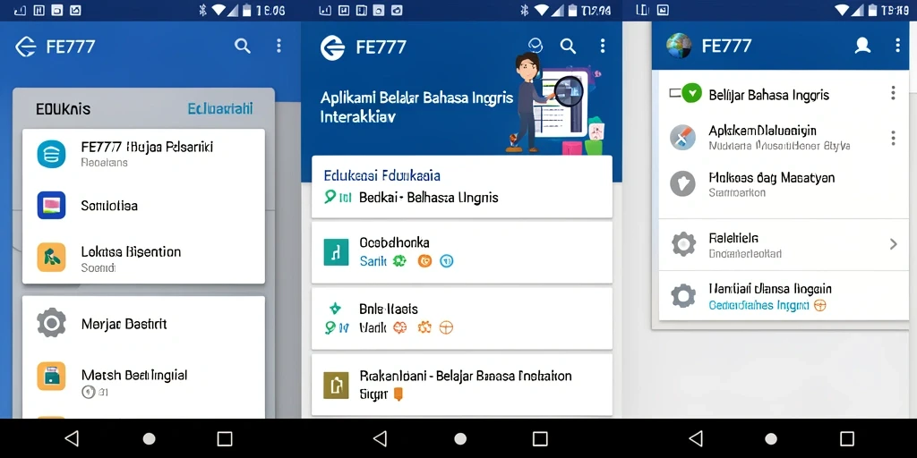 Antarmuka aplikasi FE777 yang interaktif dan menarik.