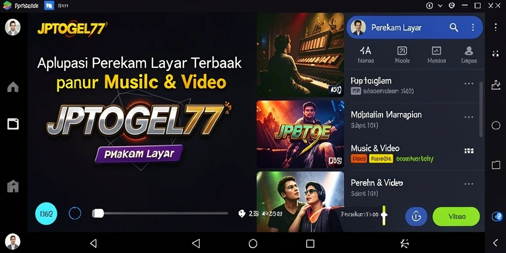 Tampilan antarmuka aplikasi JPTOGEL77 saat merekam layar.