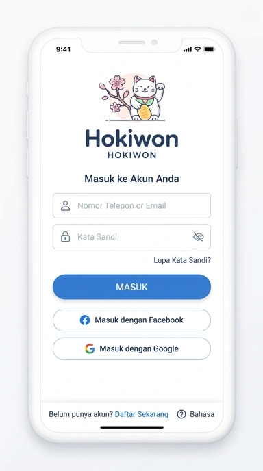 Tampilan halaman login hokiwon